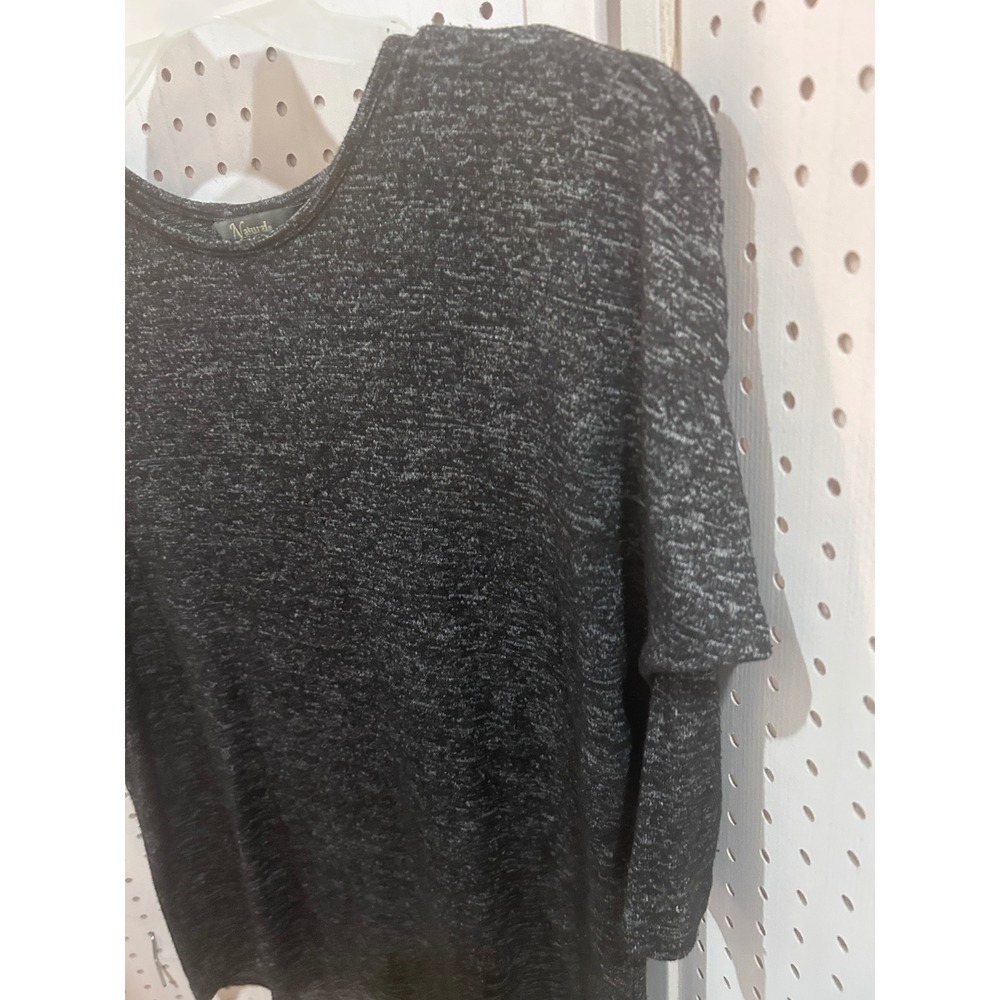 Naturals Reflections Black Heathered Knit Dolman Sleeve Top‎ Size S
